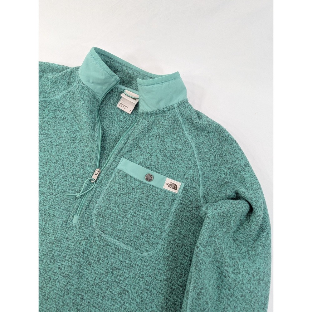 North Face Sweatshirt Mens Medium Sea Green Pullover 1/4 Zip Fleece Gordon Lyons